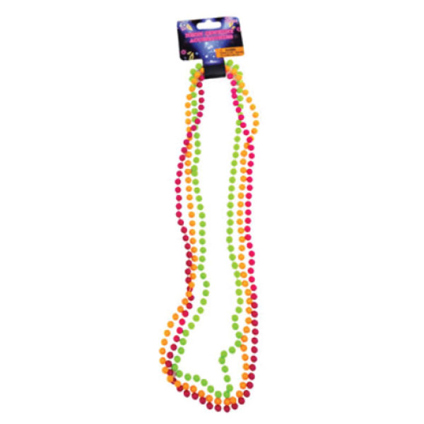 thumbnail image 2 of 80s Neon Beaded Necklace – Ladies Disco Costume Accessory, Multi-Color Plastic 2 of 6